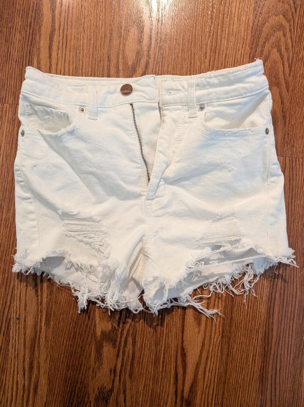 BKE White Distressed Denim Cutoff Shorts